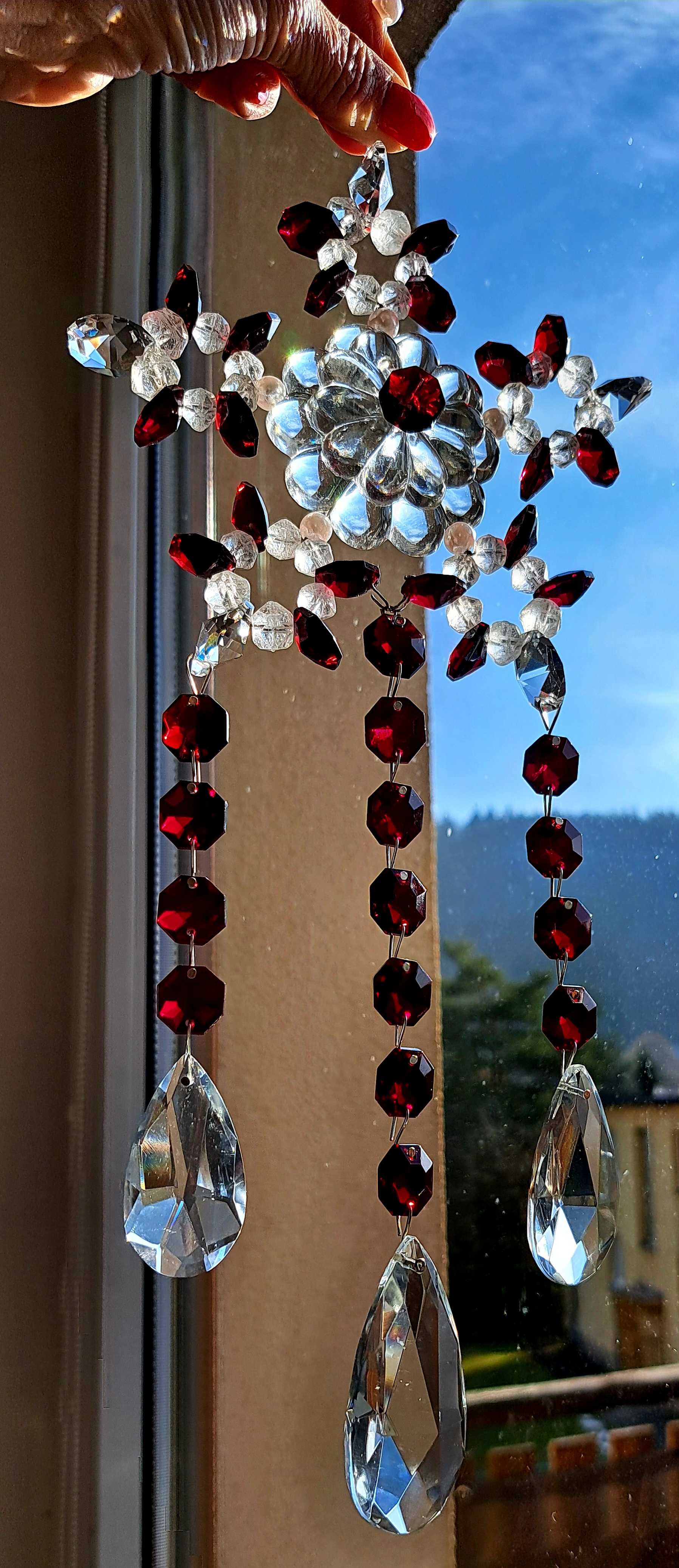 Křišťálová krajková světlohra Red Stella  