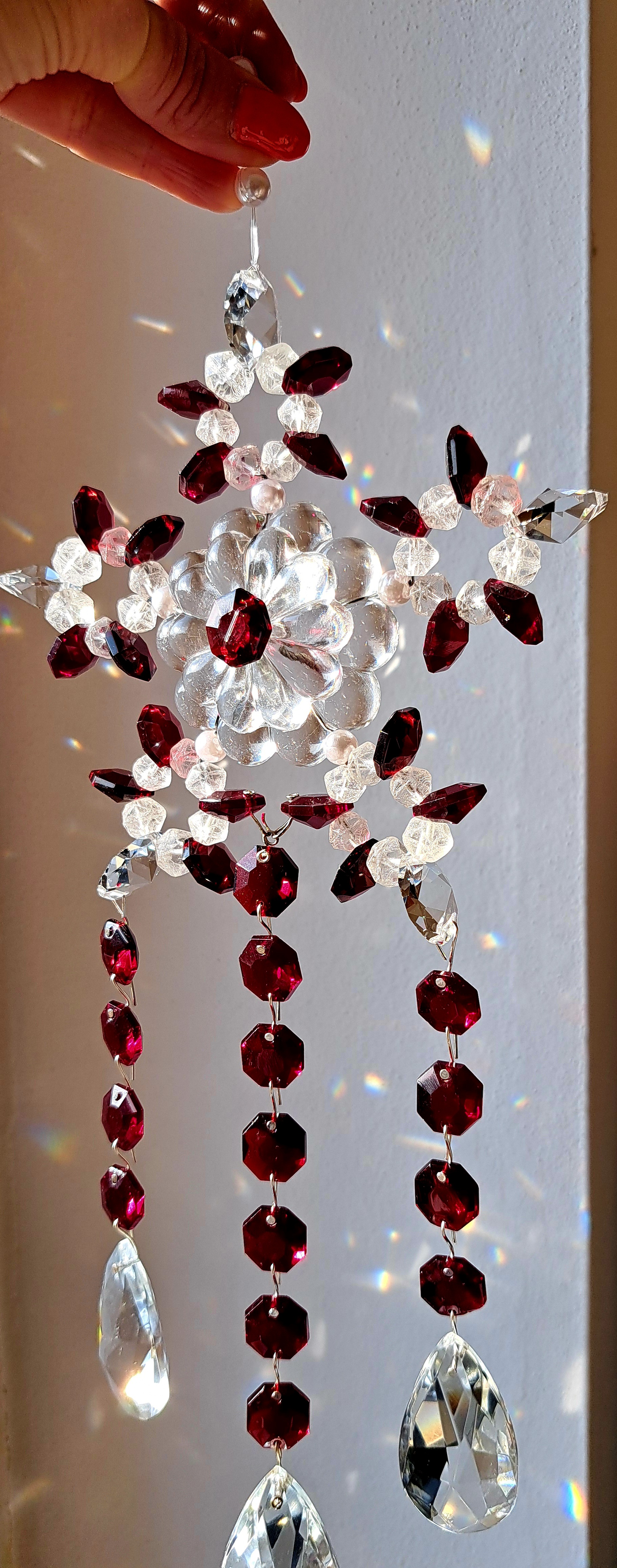 Křišťálová krajková světlohra Red Stella  