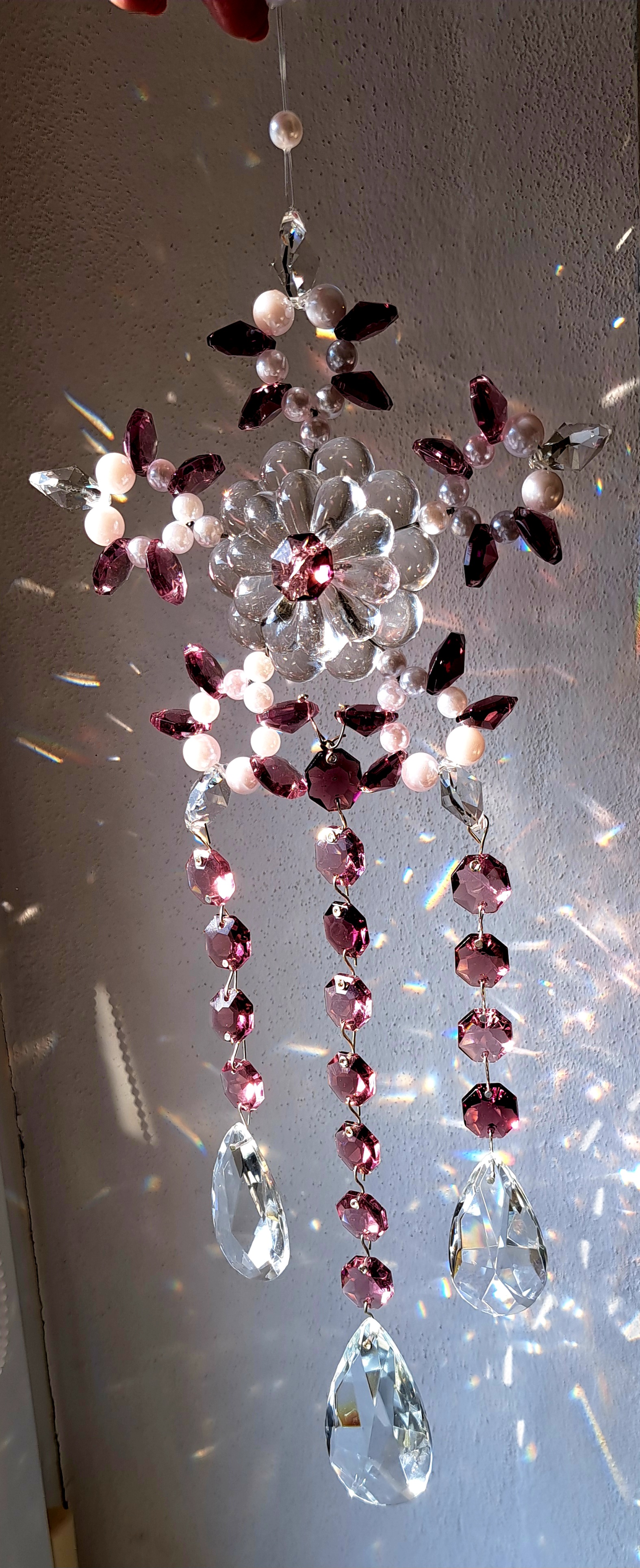 Křišťálová krajková světlohra Purple Stella  