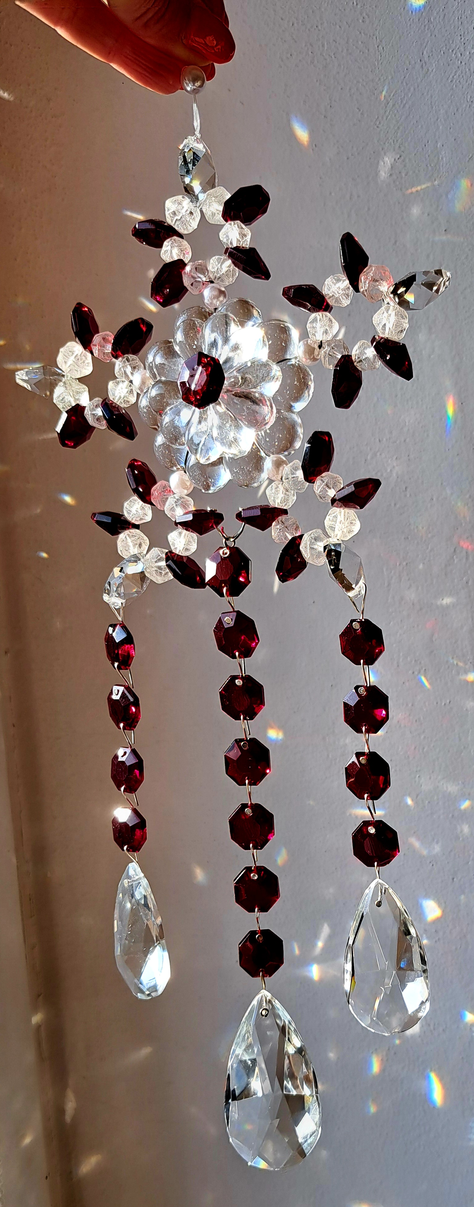 Křišťálová krajková světlohra Red Stella  